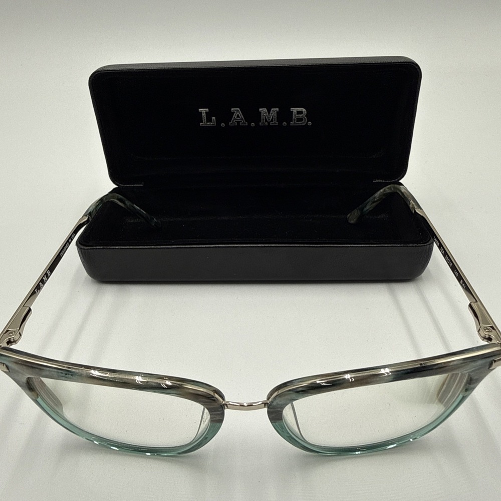 L.A.M.B. Gwen Stefani LA058 TEA Eyeglasses Frames Green Cat Eye 53-18-140 & Case